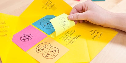 Quiz yourself with a study foldable made from Post-it Notes